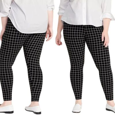 Old Navy Women's High Rise Leggings Black Plaid Size 3X NWT